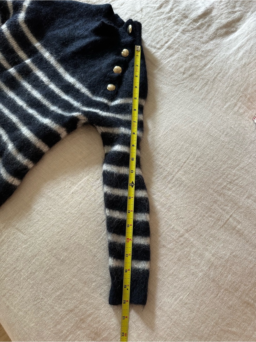 Sezane Black and White Striped Button-Neck Turtleneck Sweater - Picture 4 of 8